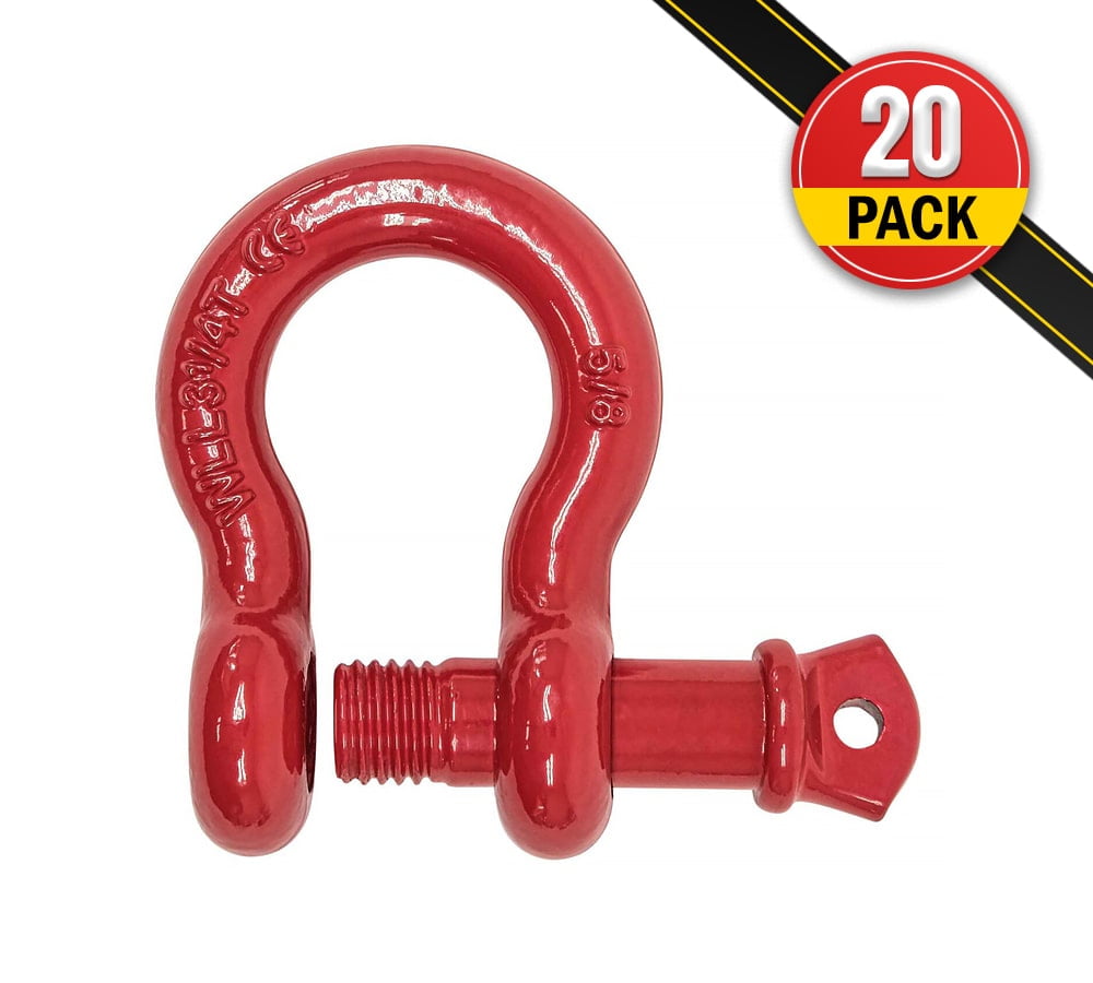 5/8" Anchor Shackle Forged Carbon Steel w/Alloy Screw Pin WLL 3.25 Tons (6,500 lbs) | Double Rust Protection Heavy Duty D Ring Shackle for Towing, Rigging & Vehicle Recovery (20 Pack)