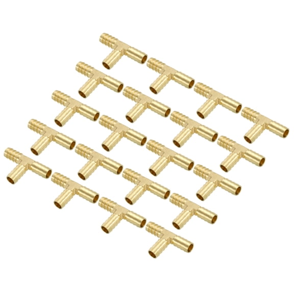5/8" Barb Tee Fitting, 3 Way Union T Brass Hose Barbed Fittings Intersection for Water Fuel Air Oil Gas 50 Pack