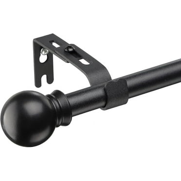 5/8" Black Adjustable Metal Curtain Rod, 28"-84"