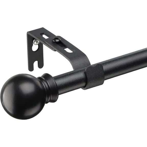 5/8" Black Adjustable Metal Curtain Rod, 28"-84"