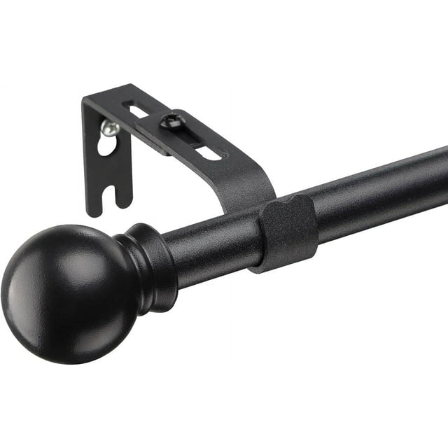 5/8" Black Adjustable Metal Curtain Rod Set, 28"-144"