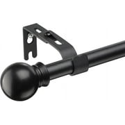 5/8" Black Adjustable Metal Curtain Rod Set, 28"-50"
