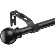IHOMEPARK 5/8" Black Adjustable Metal Curtain Rod Set, 28"-48", Modern Classic Round Finial Style