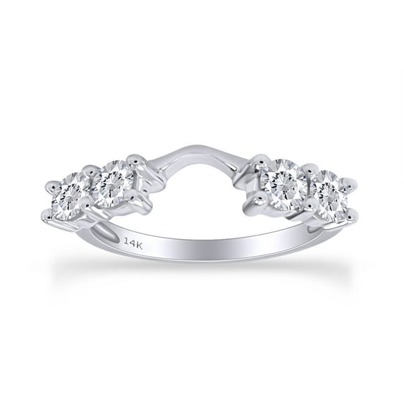 5/8 CT Round Cut Natural White Diamond Enhancer Gurad Wedding Ring For Women In 14K Solid White Gold (I-J Color, I1-I2 Clarity, 0.62 Cttw) IGI Certified