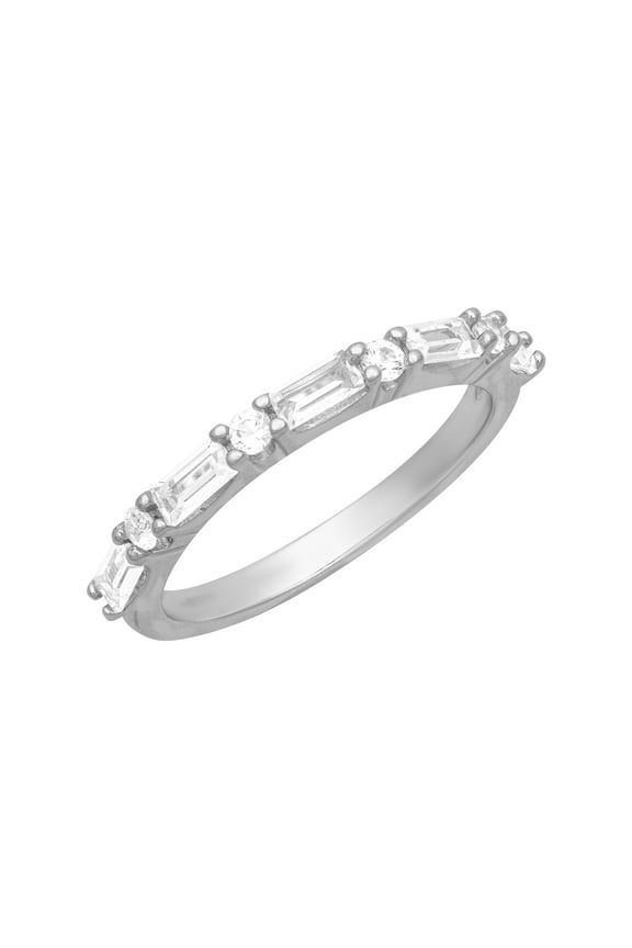 5/8 CT TGW Created White Sapphire "Isla Gem" Women's Band in Sterling Silver by Keepsake