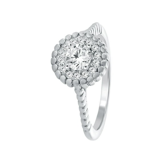 5/8 Carat Brilliant Cut Diamond Halo Engagement Ring In 14K Solid Rose,Yellow & White Gold