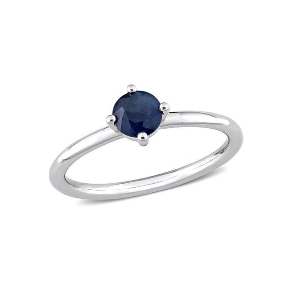 Gem & Harmony 5/8 Carat (Ctw) Blue Sapphire Solitaire Ring in 10K White Gold for Women