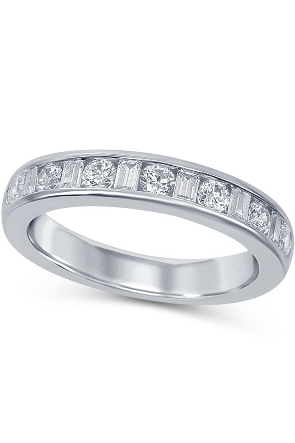 5/8 Carat Diamond Channel Ring Band in 14k White Gold (G-H, SI2-I1, cttw) Size 6.5