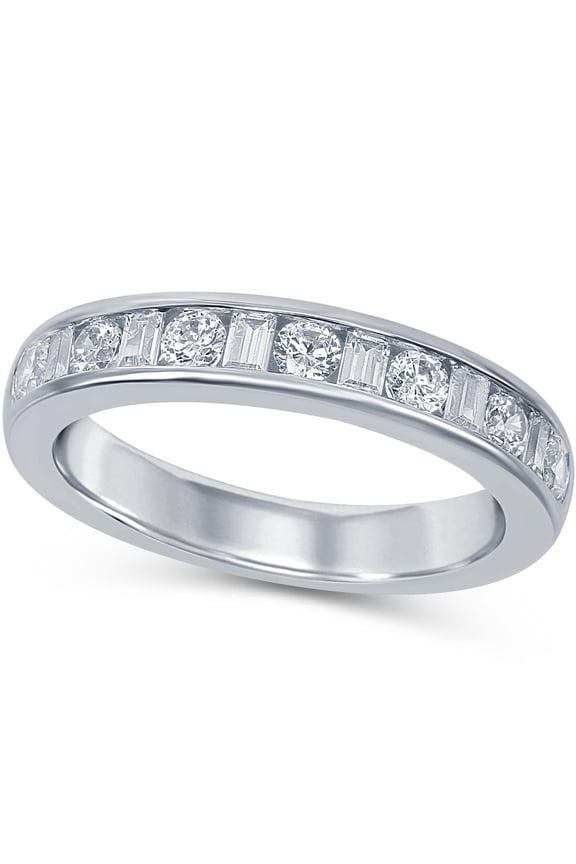 5/8 Carat Diamond Channel Ring Band in 14k White Gold (G-H, SI2-I1, cttw) Size 7