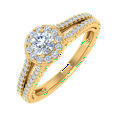 thumbnail image 1 of 5/8 Carat Diamond Halo Ring in 14K Yellow Gold - IGI Certified (Ring Size 8.25) (I1-I2 Clarity), 1 of 5