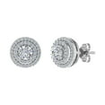 thumbnail image 1 of 5/8 Carat Double Halo Diamond Stud Earrings in 14K White Gold (I1-I2 Clarity), 1 of 5