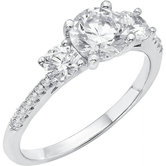 5/8 Carat T.G.W. Australian Crystal and CZ Sterling Silver Engagement Ring