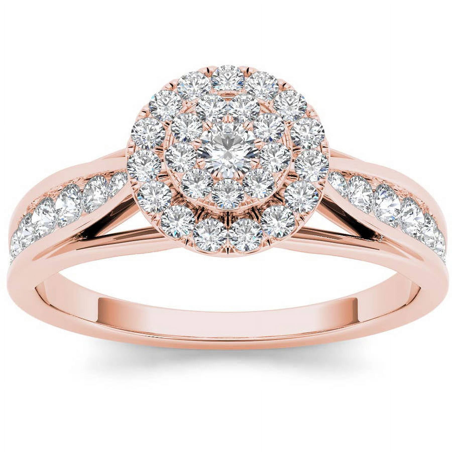 5/8 Carat T.W. Diamond Cluster Halo 10kt Rose Gold Engagement Ring
