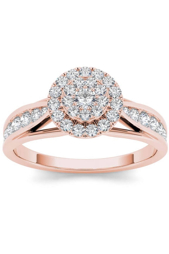 5/8 Carat T.W. Diamond Cluster Halo 10kt Rose Gold Engagement Ring