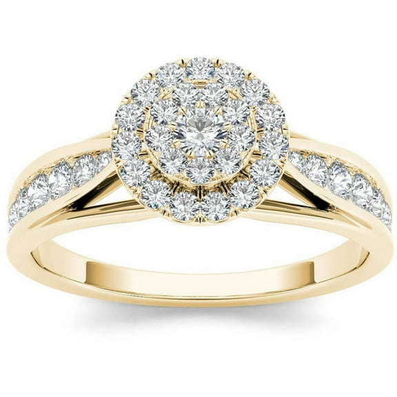5/8 Carat T.W. Diamond Cluster Halo 10kt Yellow Gold Engagement Ring