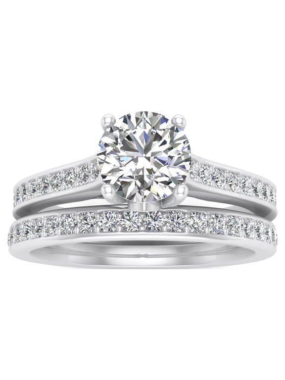 5/8 Carat TW Diamond Bridal Set in 10k White Gold (G-H Color, I1-I2 Clarity, Engagement ring and Wedding Band)