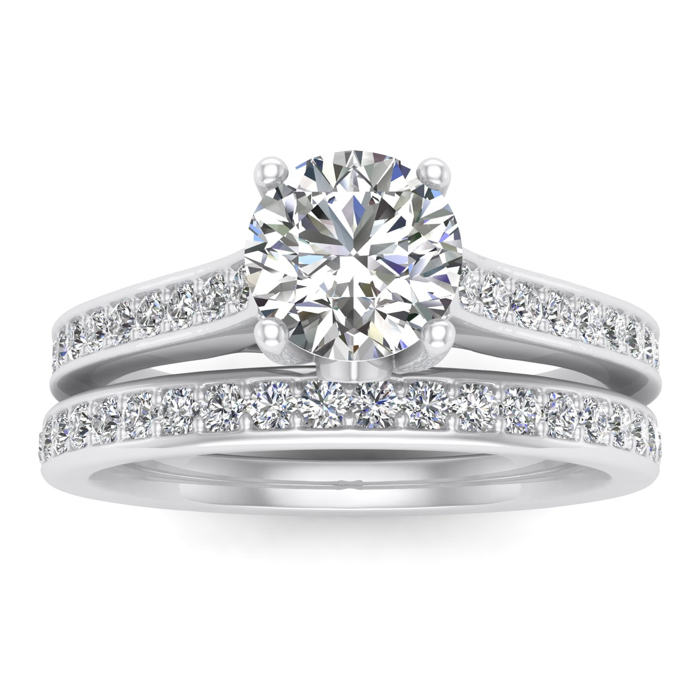 5/8 Carat TW Diamond Bridal Set in 10k White Gold (G-H Color, I1-I2 Clarity, Engagement ring and Wedding Band)