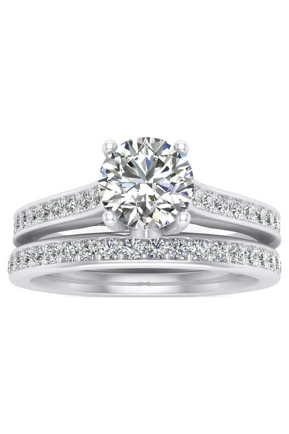 5/8 Carat Diamond Bridal Engagement Ring Set, 10k Gold White