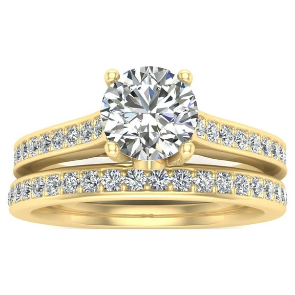 5/8 Carat TW Diamond Bridal set in 10k Yellow Gold (G-H Color, I1-I2 Clarity, Engagement ring and Wedding Band)