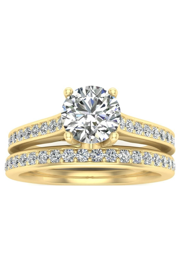 5/8 Carat TW Diamond Bridal set in 10k Yellow Gold (G-H Color, I1-I2 Clarity, Engagement ring and Wedding Band)