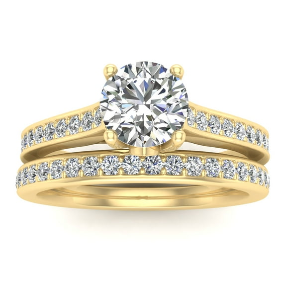 5/8 Carat TW Diamond Bridal set in 10k Yellow Gold (G-H Color, I1-I2 Clarity, Engagement ring and Wedding Band)