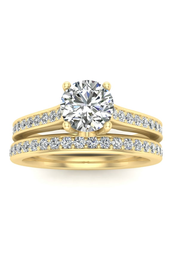 5/8 Carat TW Diamond Bridal set in 10k Yellow Gold (G-H Color, I1-I2 Clarity, Engagement ring and Wedding Band)