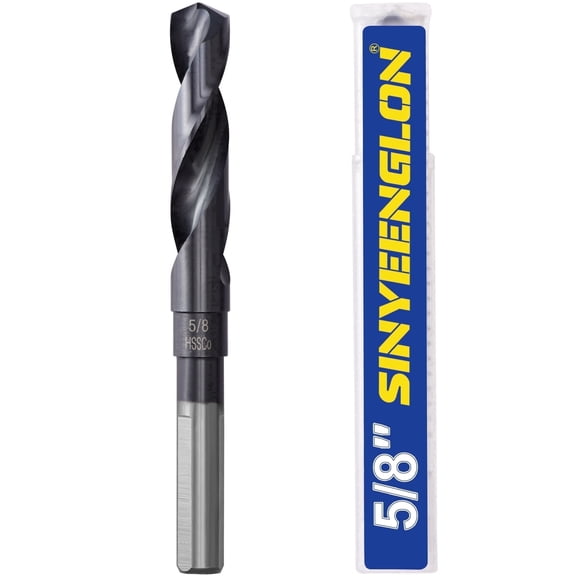 5/8 Cobalt Drill Bit for Metal and Hardened Steel, 1/2 Inch Reduced Shank M35 HSS Twist Heavy Duty Drill Bit, with Index Storage Case