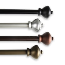 5/8" Dia Adjustable 28"-48" single curtain rod with Frederick Finials - Black,(5707-282)