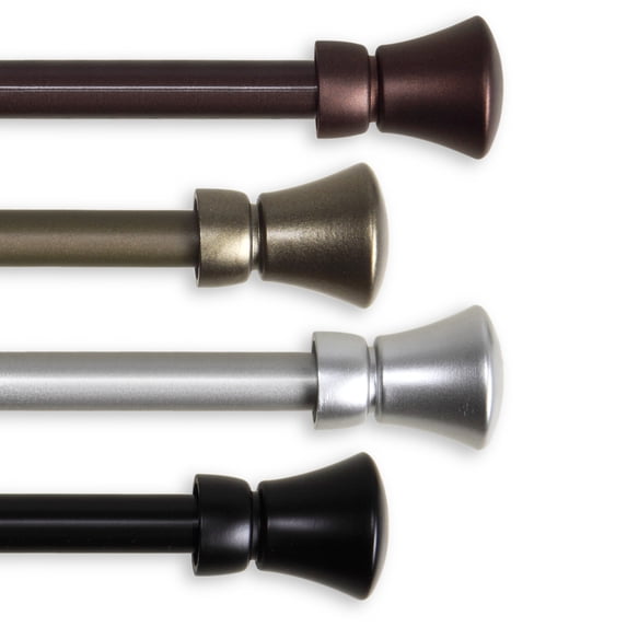 5/8" Dia Adjustable 28"-48" single curtain rod with Myrtle Finials - Satin Nickel,(5712-285)