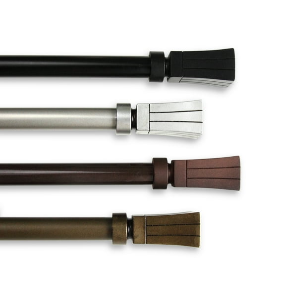 5/8" Dia Adjustable 48"-84" single curtain rod with Fannie Finials - Satin Nickel,(5711-485)