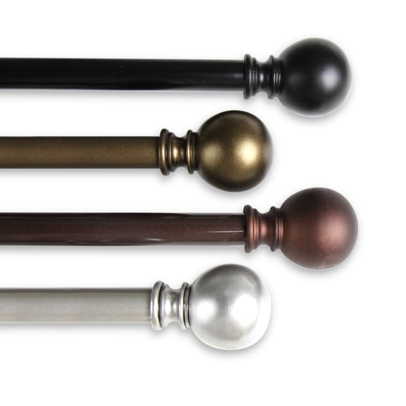 5/8" Dia Adjustable 84"-120" single curtain rod with Maude Finials - Satin Nickel,(5710-845)