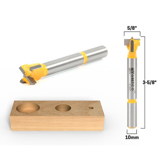 5/8" Diameter Carbide Forstner Drill Bit - 10mm Shank - Yonico 43012C