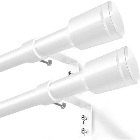5/8” Diameter Curtain Rods 30-90 Inch, for 30-84 Inch Windows, Adjustable Splicing White Curtain Rods for Windows with Brackets, Window Rod Long Small Curtains Rod, 2 Pack