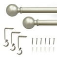thumbnail image 1 of 5/8" Drapery Single Curtain Rod Set with Sphere finials_Silver Silver - 48" - 84", 1 of 5