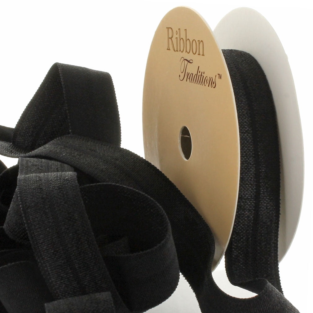 5/8" Fold Over Elastic Black 25yd