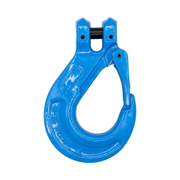 5/8" G100 Clevis Sling Hook with Safety Latch for Lifting 22,000 LBS WLL 88,100 LBS Break Strength Fits G100 5/8" Chains Wire Ropes Slings Blue Alloy Steel Clevis Pin ASME B30.28
