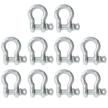 5/8" Galvanized Screw Pin Anchor Shackle - 3.25 Ton - 10 Pack