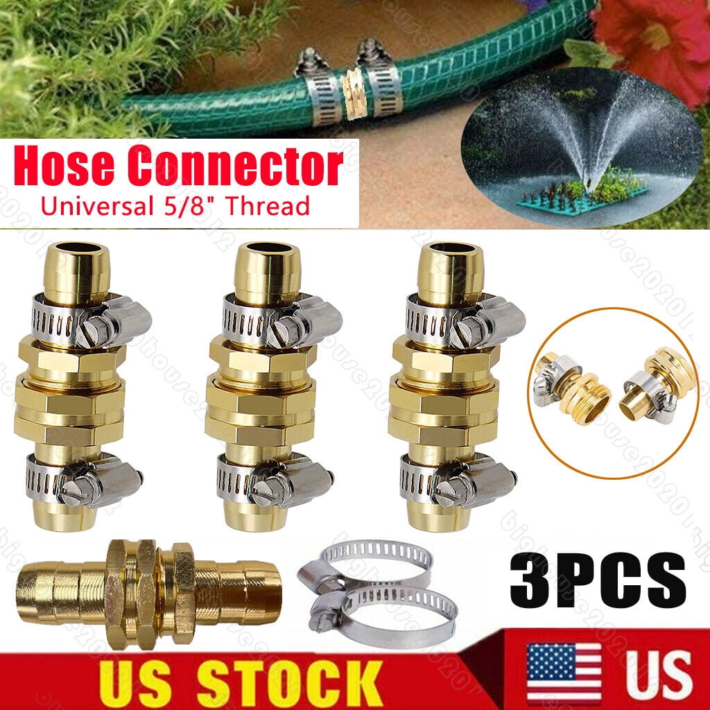 5/8" Garden Water Hose Connector Repair Mender Kit Ends Fittings Clamp