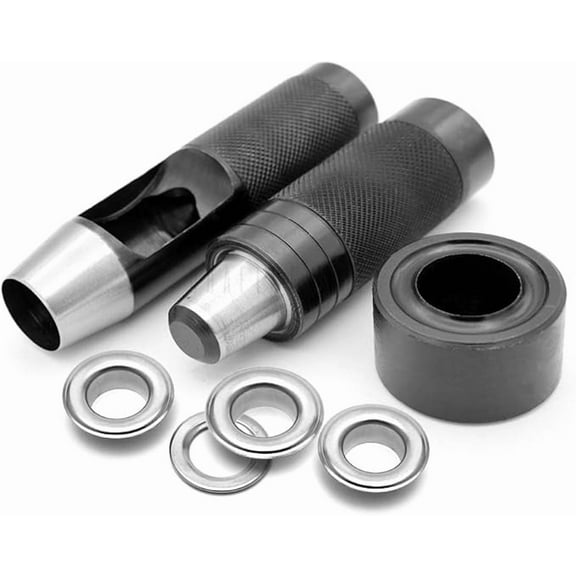 5/8" Grommet Tool Kit Eyelet Setting Tool Grommet Setter Hole Punch Cutter & Pack of 10 Grommets (5/8" (16mm) Inside Diameter)