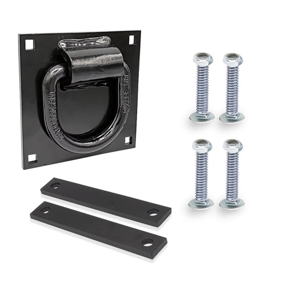 5/8" Heavy Duty Bolt-On Forged D Ring for Trailers Trucks, Cargo Tie Downs - 18,000 Lbs Breaking Strength Black Powder Coated Steel