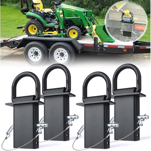 5/8" Heavy-Duty Stake Pocket D Rings with Anti-Loss Cord | Adjustable 18,000 lbs Trailer Stake Pocket Tie-Down Utility for Flatbed Trucks and Trailers | 4 Adjustable Holes | 4 Pack