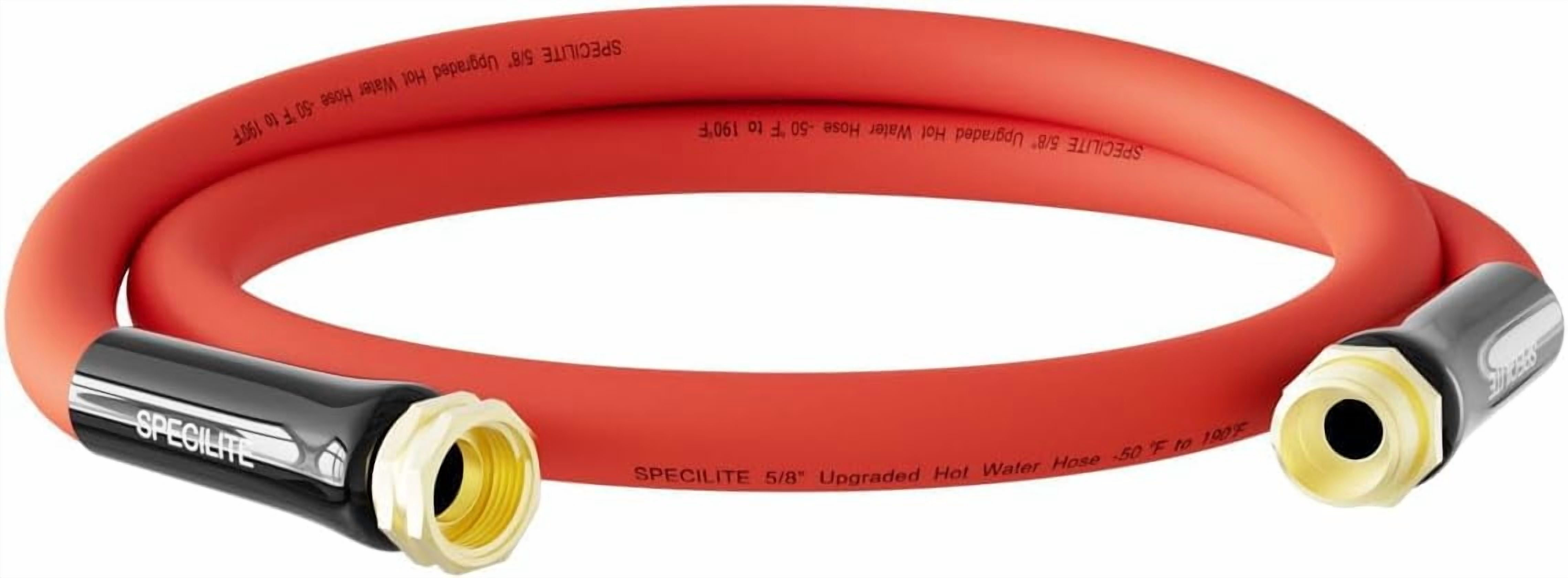 5/8" Hot/Cold Short Leader Garden Water Hose 5 ft, -50℉-190℉, Flexible & Lightweight Rubber Pipes With 3/4" Brass Fittings for Yard, Outdoor, Farm, Red