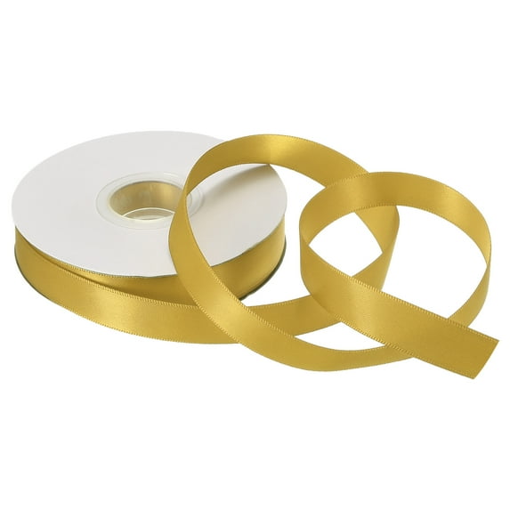 5/8 Inch 25 Yard Satin Ribbon Grosgrain Thin Solid Silk Wedding Bouquet Ribbon for Gift Wrapping Gold Yellow
