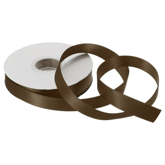Uxcell 5/8" 25 Yard Satin Ribbon Grosgrain Thin Solid Silk Wedding Bouquet Ribbon for Valentine's Day Gift Wrapping Light Brown