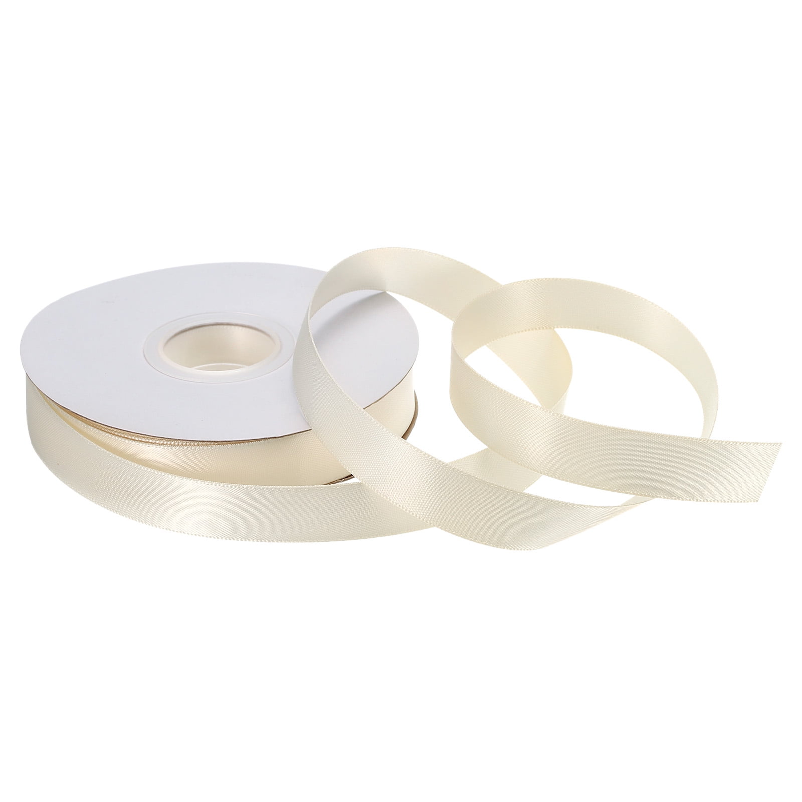 5/8 Inch 50 Yard Satin Ribbon Grosgrain Thin Solid Silk Wedding Bouquet  Ribbon for Gift Wrapping Cream White