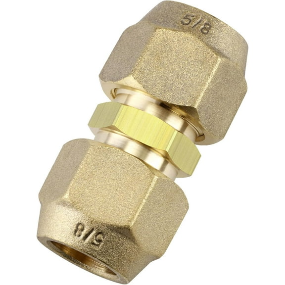 5/8-Inch AC Pipe Joint Connectors, Free Welding Brass Pipe Coupler Adapters for Air Conditioning Copper Pipe Connection, including 2Pcs Flare Nuts, Works for Butt Copper Tube Diameter 5/8" or 15.88mm