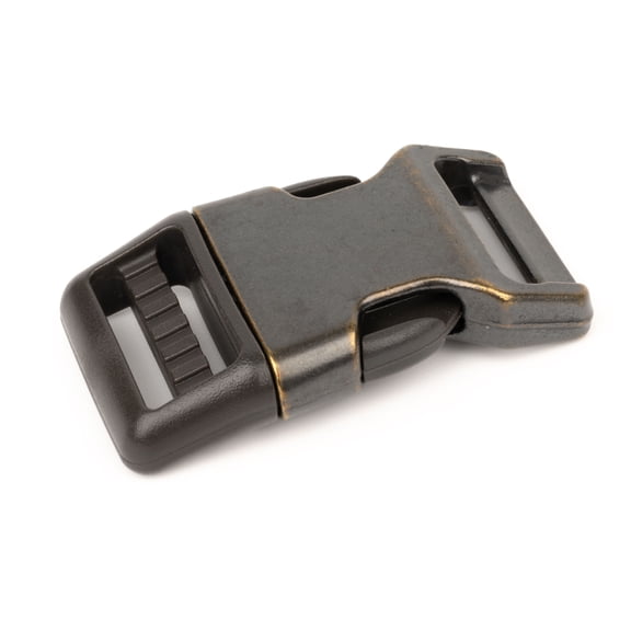 Country Brook Design® 5/8 Inch Aged Bronze Metal / Brown Plastic Hybrid Side Release Buckle, 25 Pack