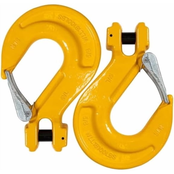 5/8 Inch Clevis Sling Hooks with Latch (2-Pack), G80 Chain Hooks, 18,100 LBS Working Load Limit, Heavy Duty Clevis Chain Hooks for Lifting, Hauling, Load Binding, & Towing$$Tools & Hardware Other