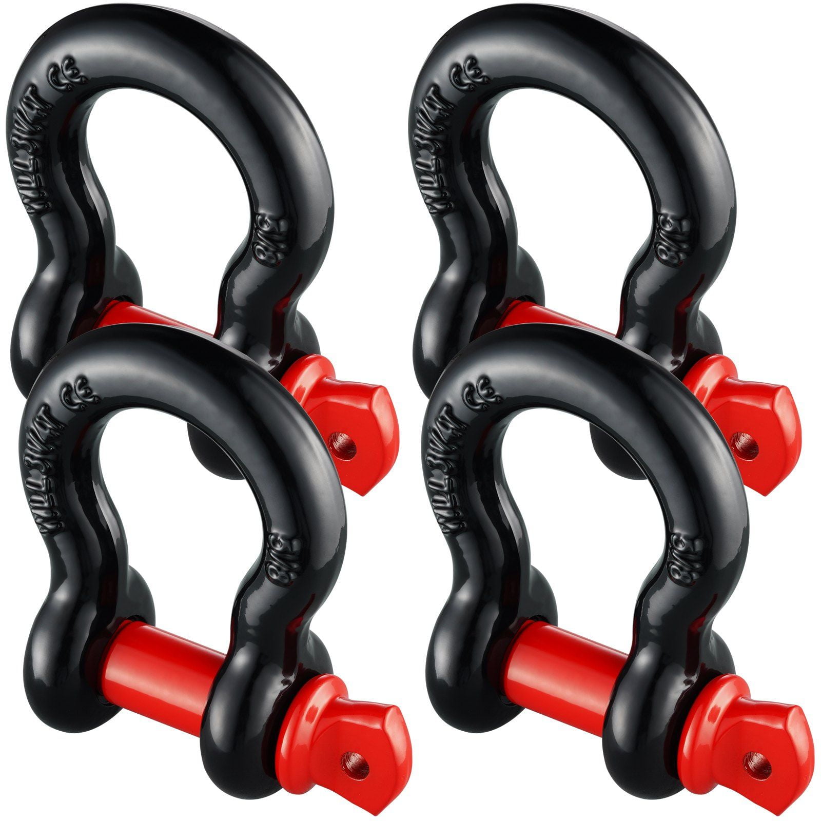 5/8 Inch D Ring Shackle 4 Pack Alloy Steel 28660 lbs Break Strength 3/4 Inch Screw Pin Heavy Duty Off Road Vehicle Recovery Towing Accessories for Jeep Truck Black