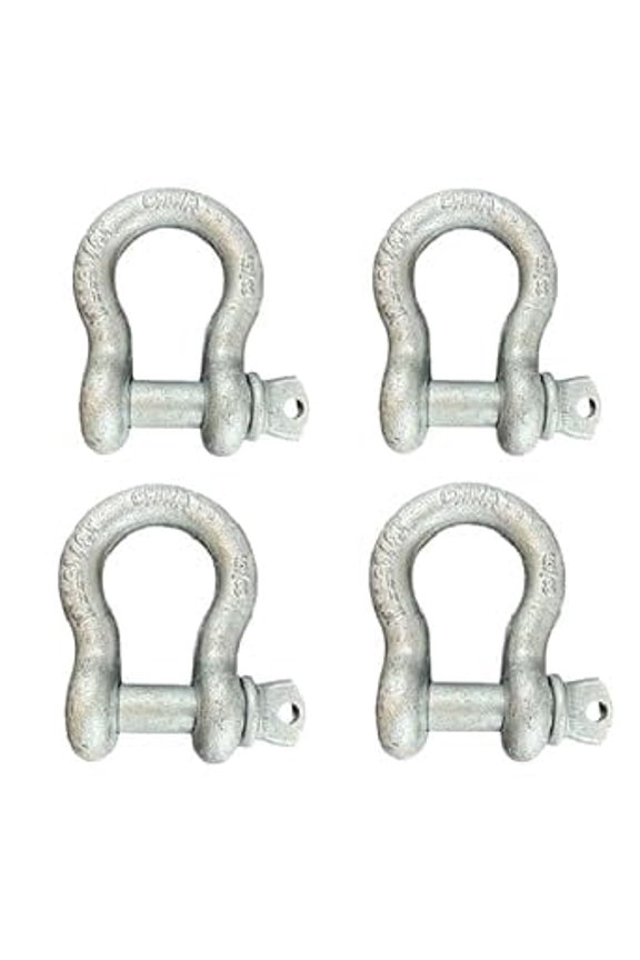 5/8 Inch Forged Screw Pin Anchor Shackles, 3.25 Ton (7,165 LBS) Safe Working Load Limit, Thick Hot Dip Galvanized Shackles for Lifting, Rigging, Logging and Towing (4)